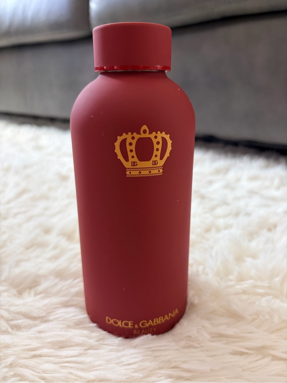 Dolce & Gabbana Matte Red Bottle with Gold Crown Detail